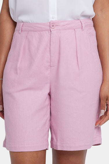 NYDJ Relaxed Shorts  In Stretch Linen - Pink Nectar