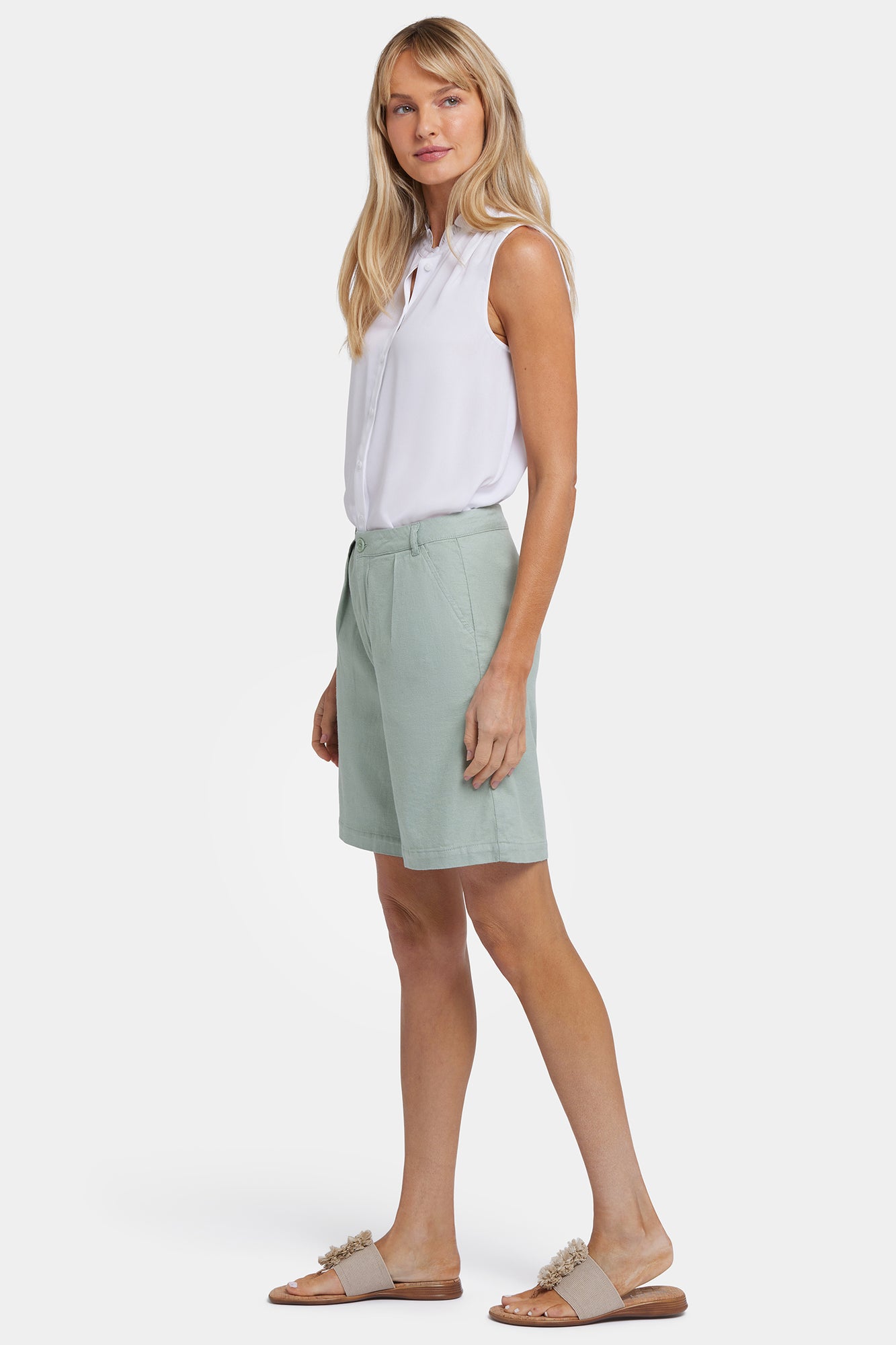 NYDJ Relaxed Shorts  In Stretch Linen - Tomatillo