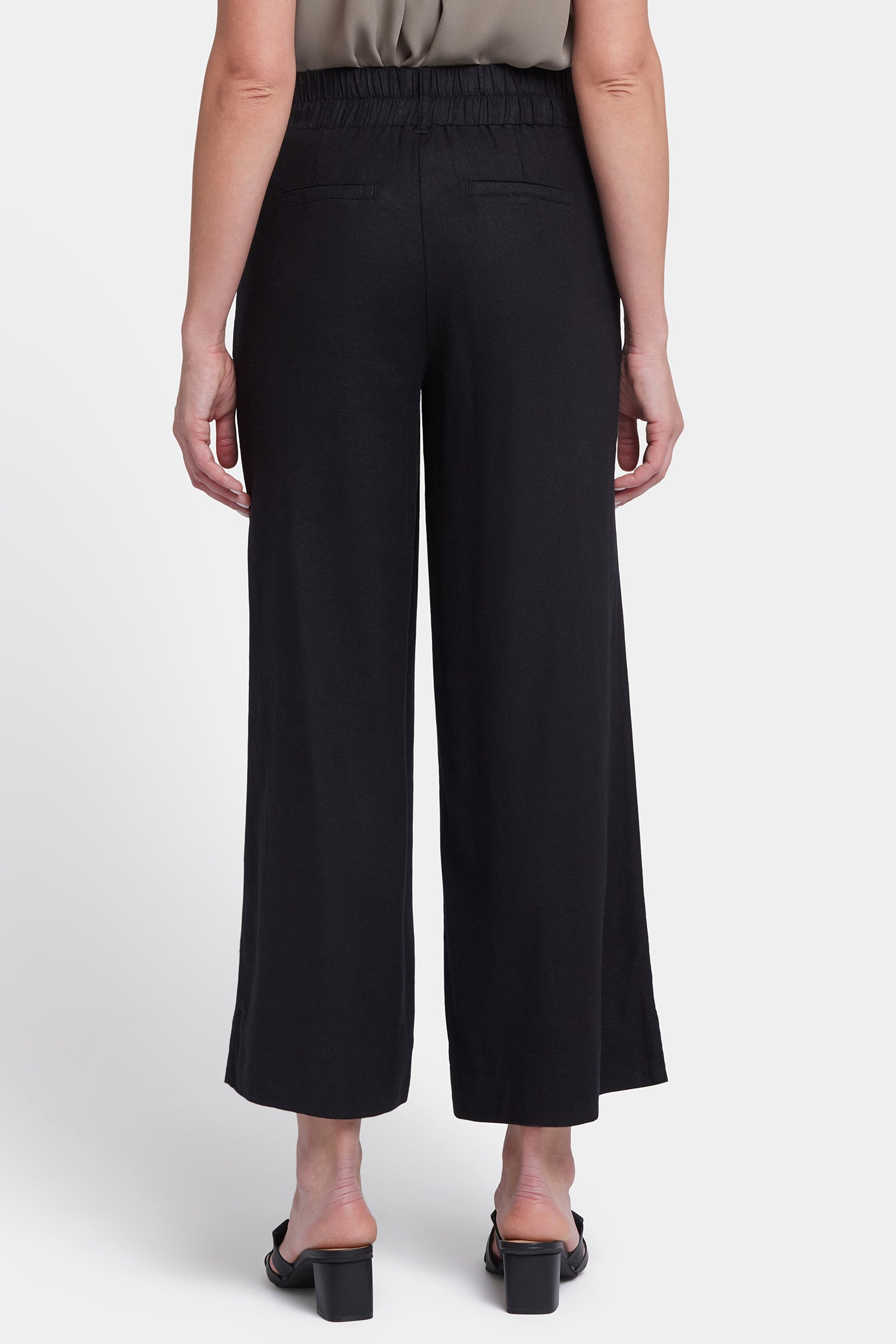 NYDJ Waverly Trouser Pants In Stretch Linen With High Rise - Black