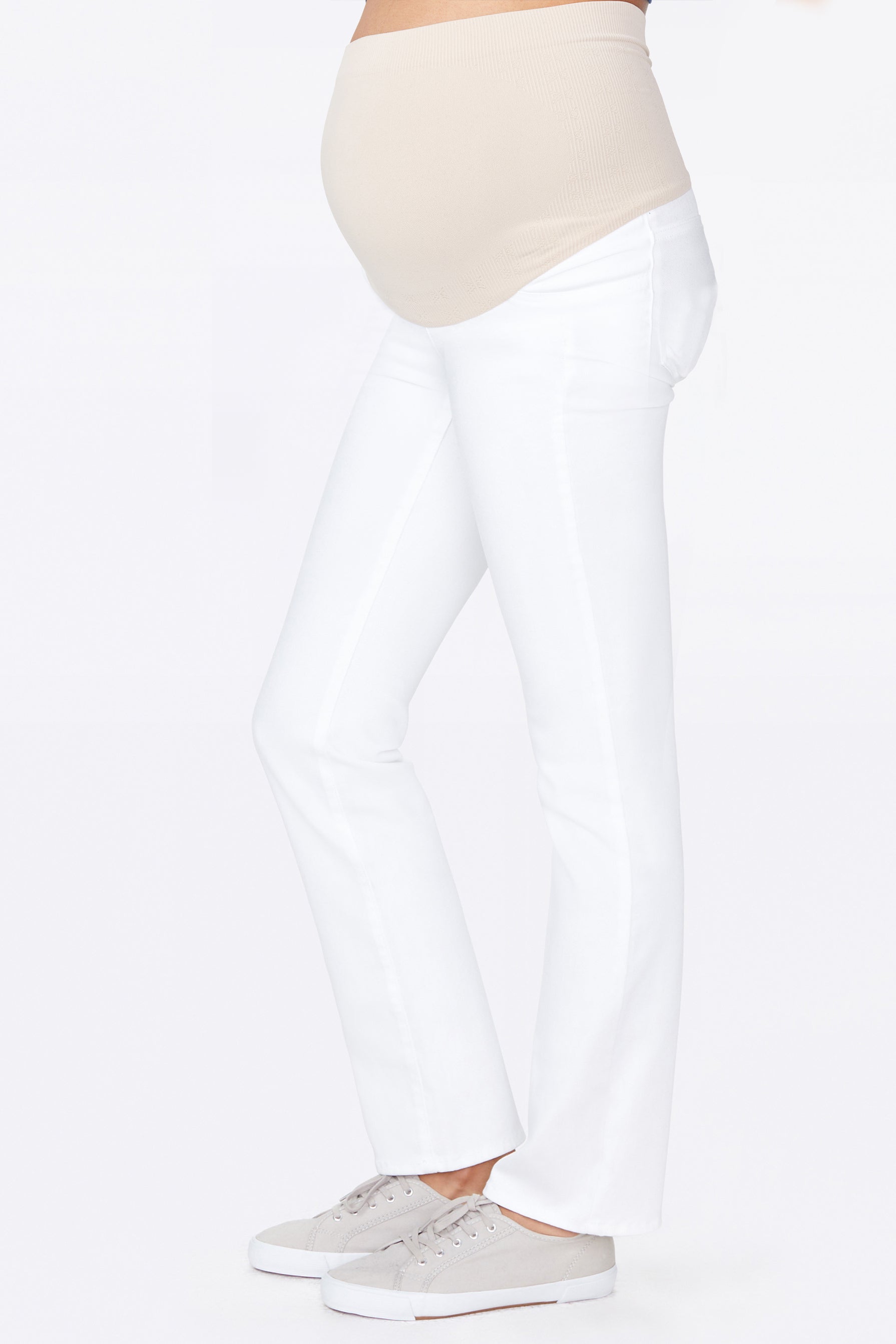 white maternity dress pants Taqqpue Solid Color Over The Belly Stretchy Work Slack Pregnancy Pants Wide Leg Lounge Trousers Complete with slim faux pockets at the back White Maternity Leggings & Pants