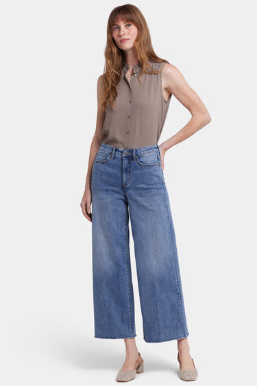 NYDJ Brodi Wide Leg Ankle Jeans In Cool Embrace® Denim With High Rise And Frayed Hems - Barcelona Breeze