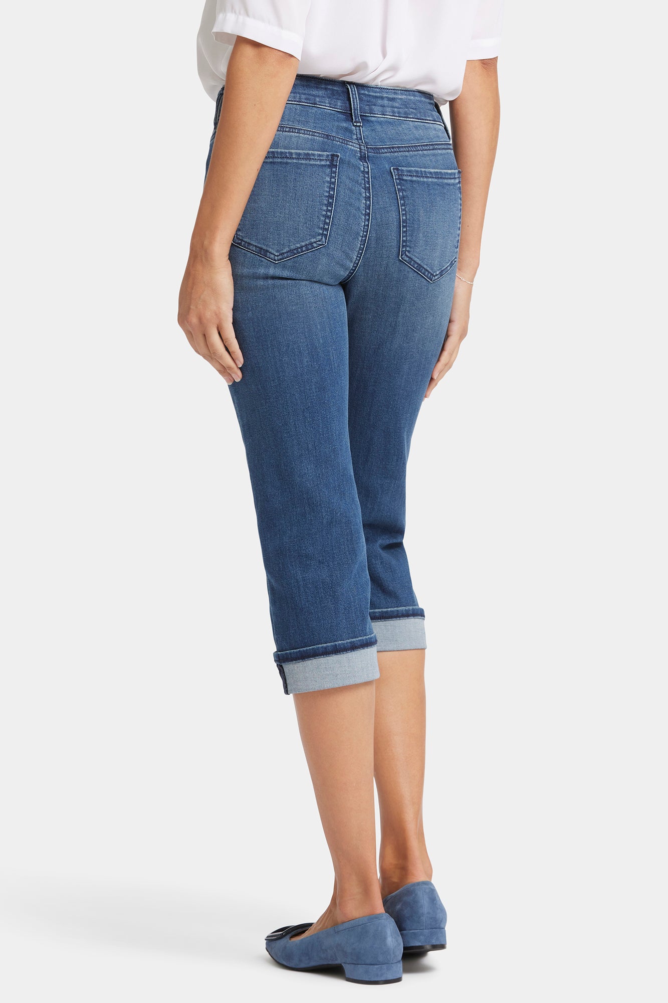 NYDJ Marilyn Straight Crop Jeans In Cool Embrace® Denim With Cuffs - Blue Ridge