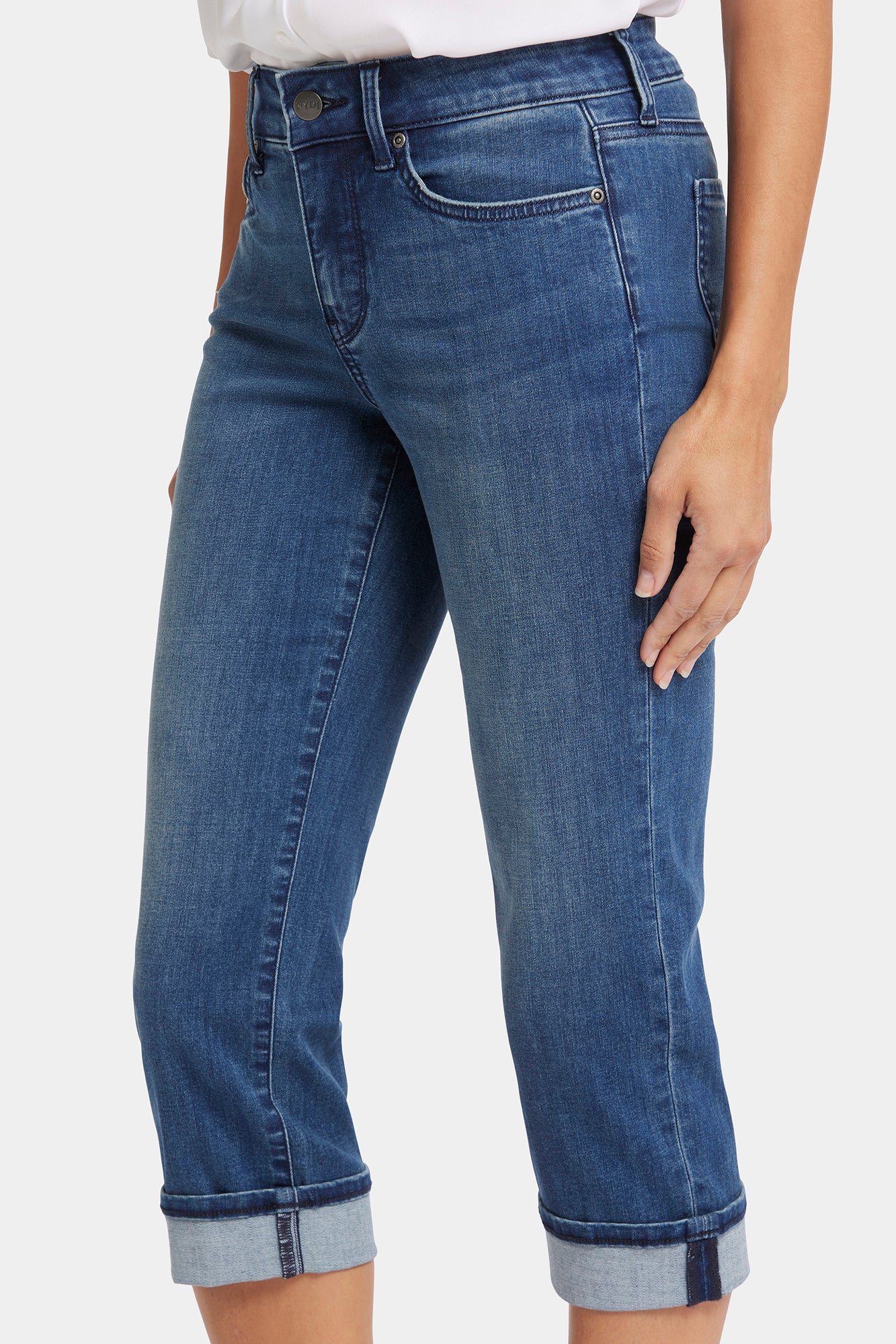 NYDJ Marilyn Straight Crop Jeans In Cool Embrace® Denim With Cuffs - Blue Ridge