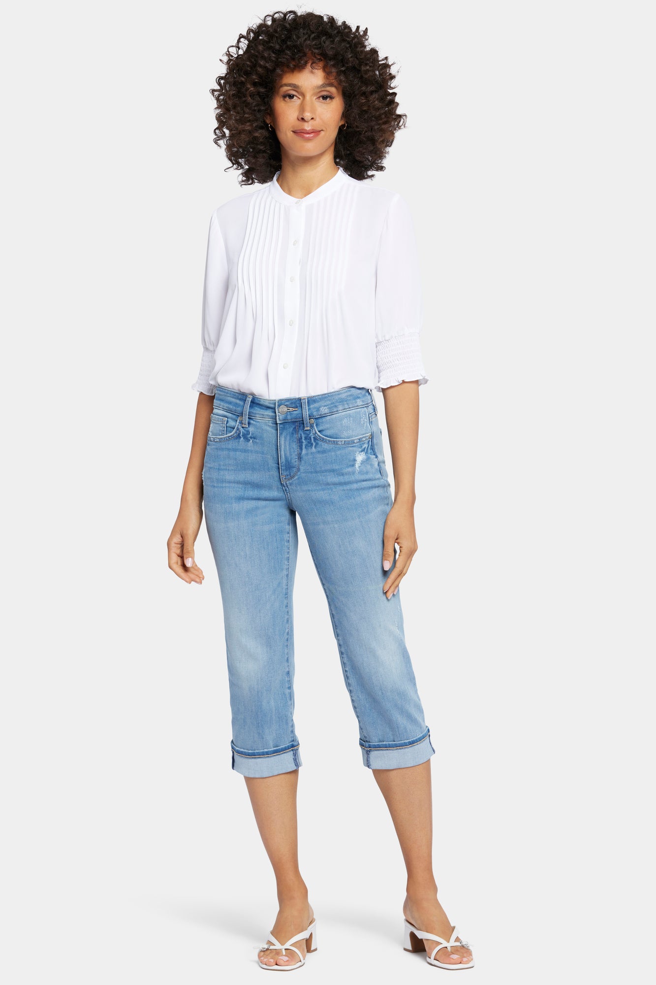 NYDJ Marilyn Straight Crop Jeans In Cool Embrace® Denim With Cuffs - Lakefront