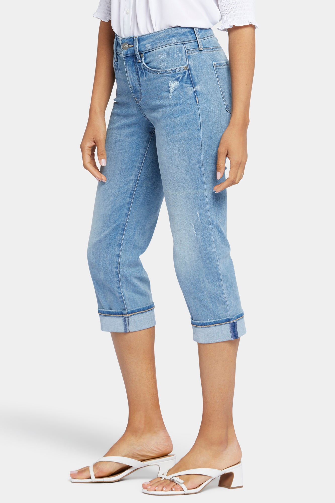 NYDJ Marilyn Straight Crop Jeans In Cool Embrace® Denim With Cuffs - Lakefront