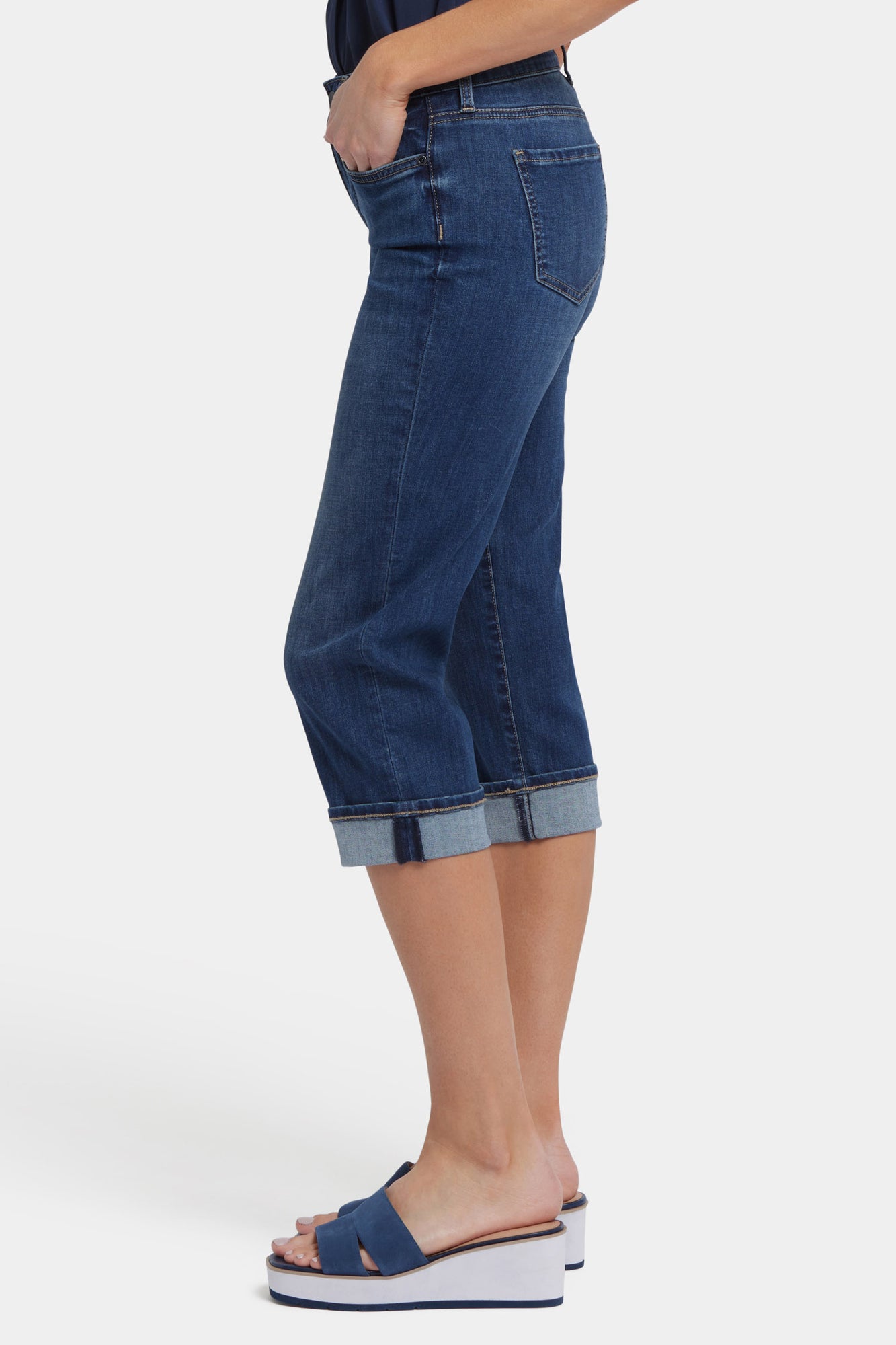 NYDJ Marilyn Straight Crop Jeans In Cool Embrace® Denim With Cuffs - Rio Rapids