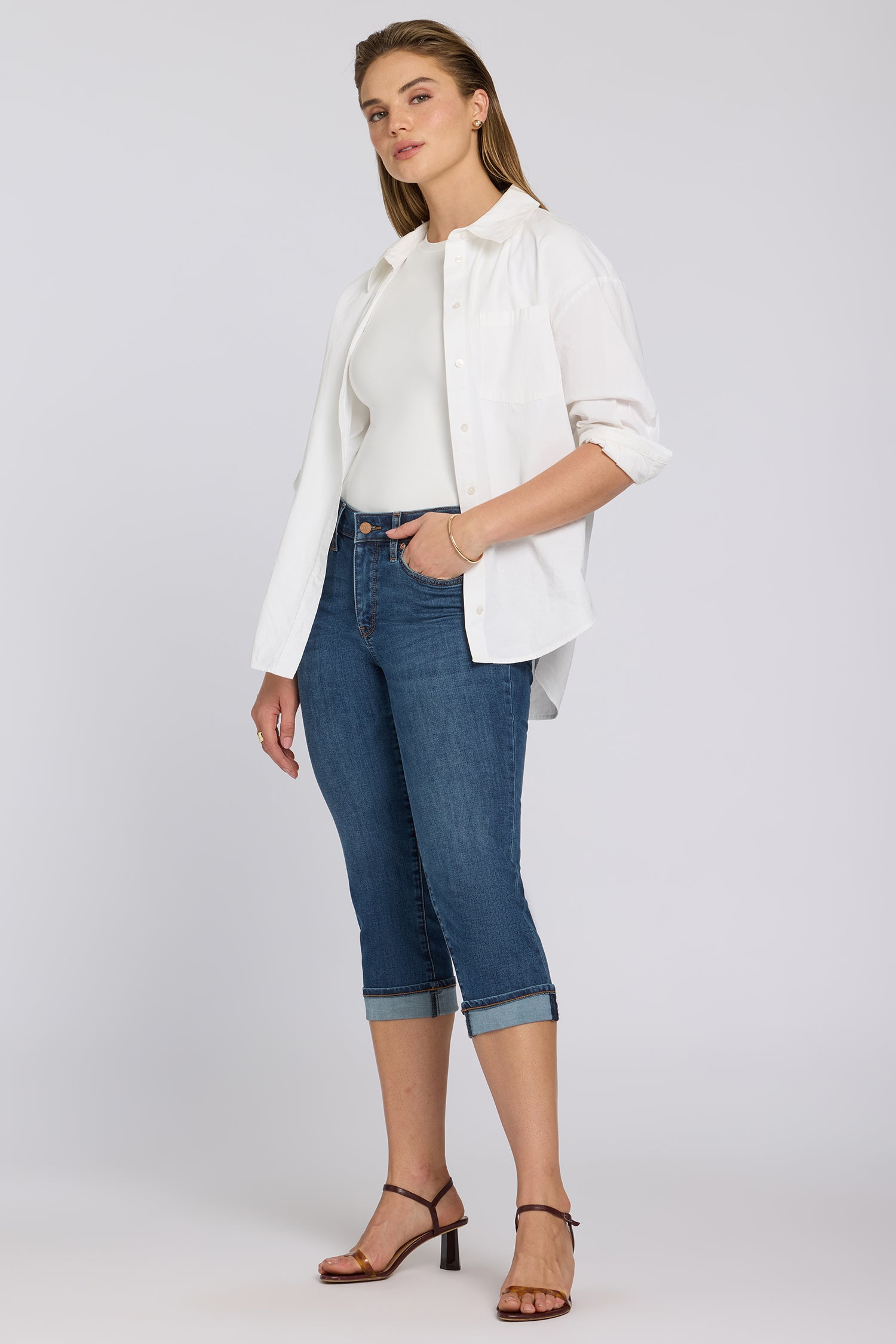 NYDJ Marilyn Straight Crop Jeans In Cool Embrace® Denim With Cuffs - Sunset Villa