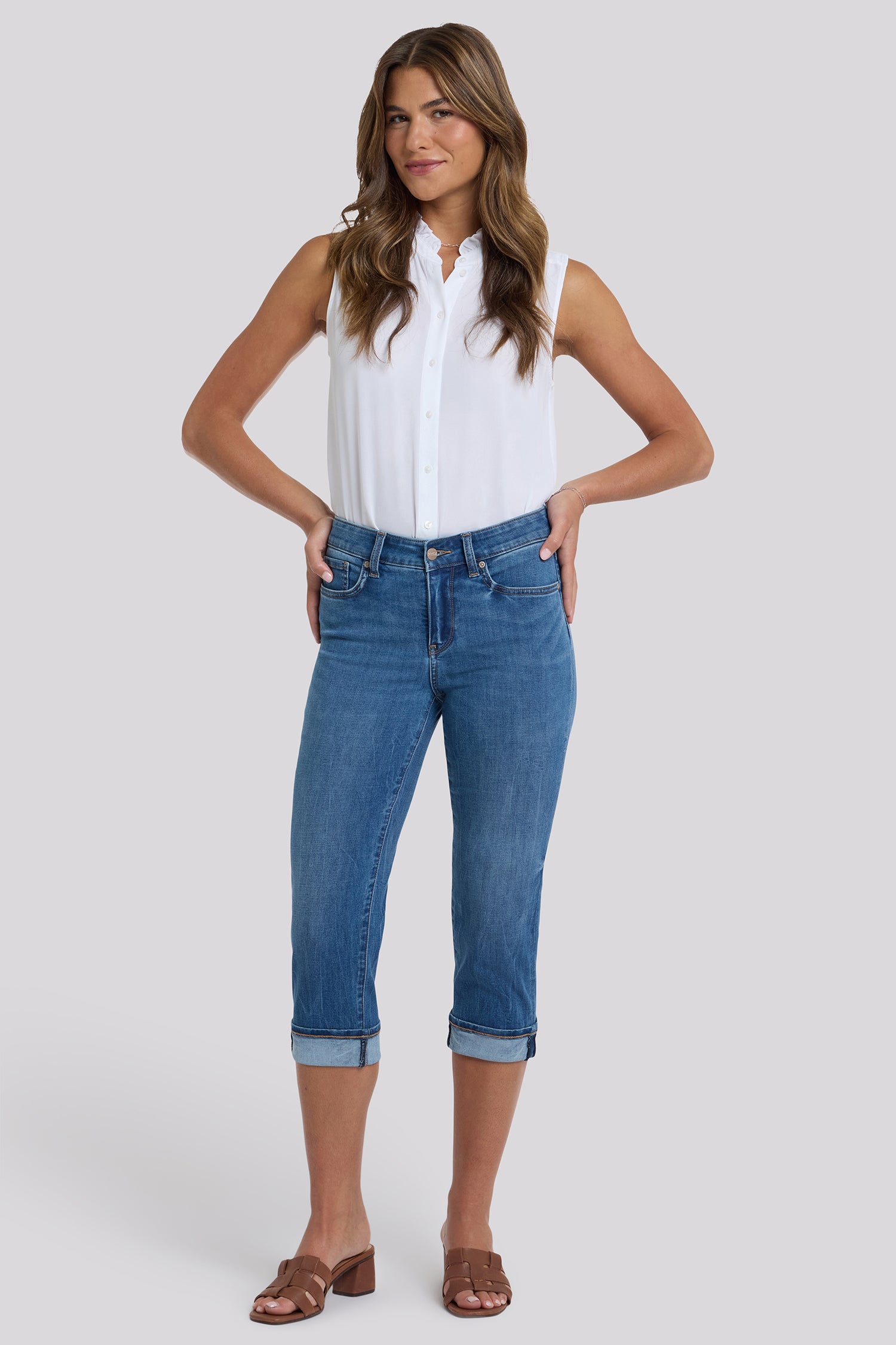 NYDJ Marilyn Straight Crop Jeans In Cool Embrace® Denim With Cuffs - Wild River