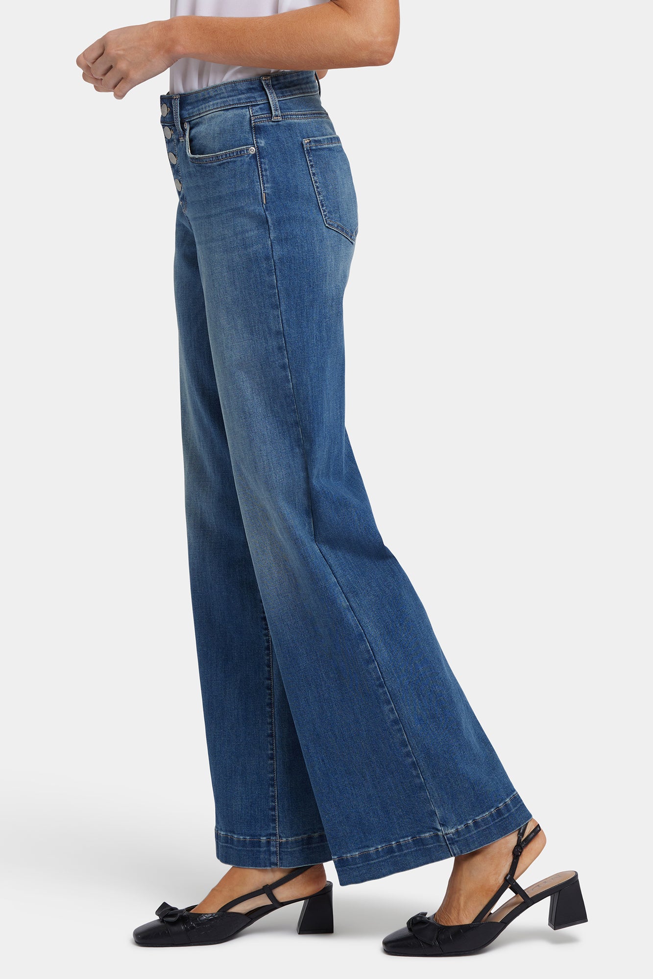 NYDJ Teresa Wide Leg Jeans In Cool Embrace® Denim With Exposed Button Fly - Costa Brava