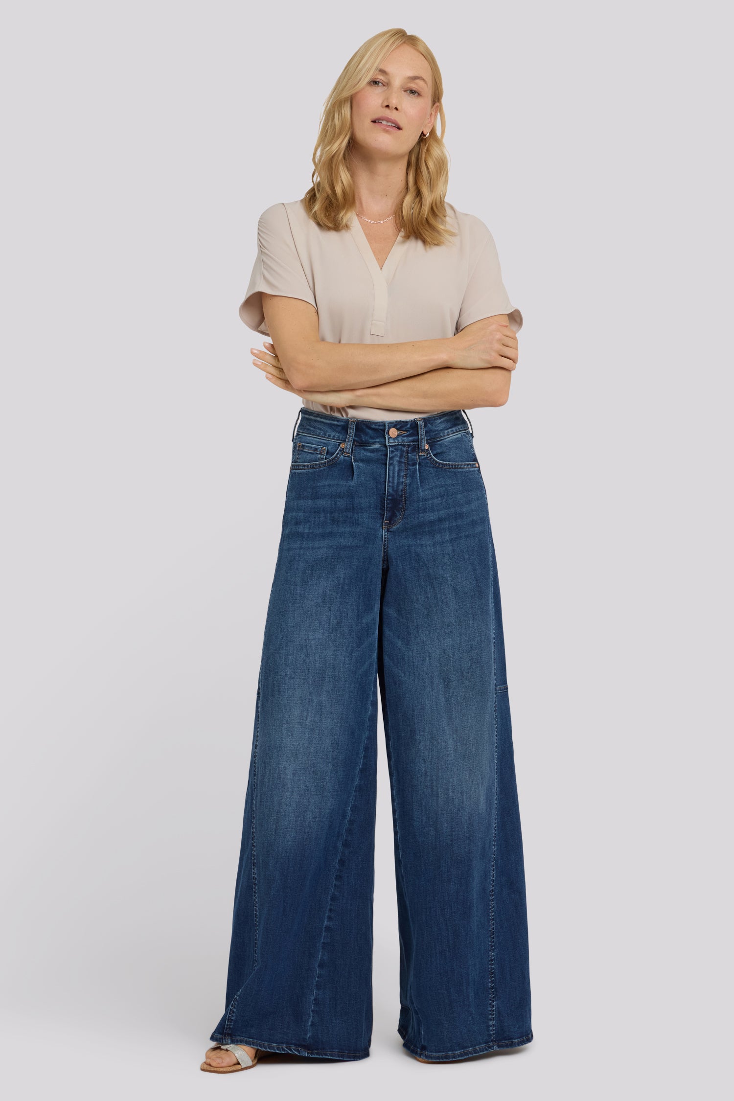 Nova Super Wide Leg Jeans In Cool Embrace® Denim With Side Gussets