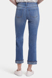 NYDJ Marilyn Straight Ankle Jeans With Leopard Print Cuffs - Barcelona Breeze