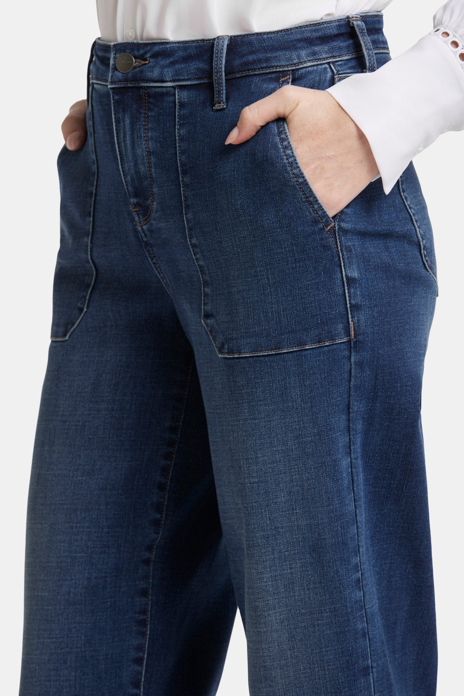 パンツ RELAXED FIT JEANS - 2022F Mid blue 25/30 Women's Mid-Rise Wide Leg Slouchy Jeans - Future Collective