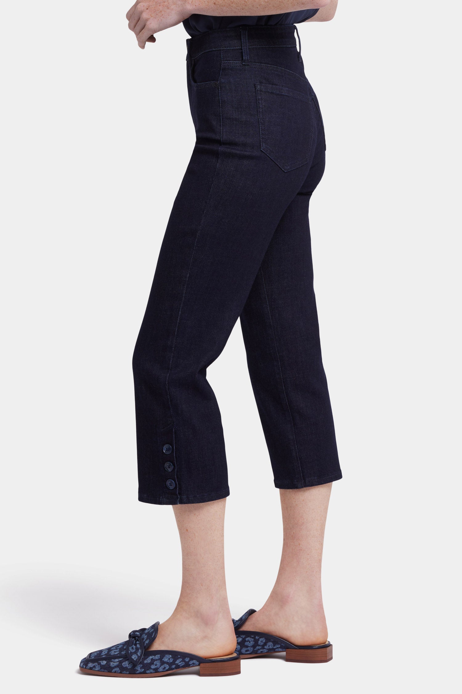 Joni Relaxed Capri Jeans With High Rise And Side Button Plackets ...