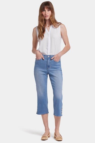 NYDJ Joni Relaxed Capri Jeans With High Rise And Side Button Plackets - Salamanca Sun