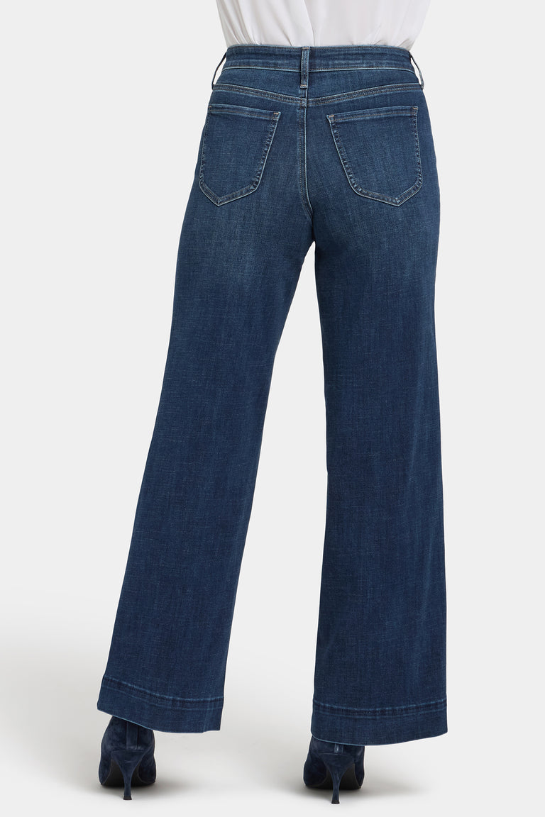 NYDJ Teresa Wide Leg Jeans With Button Flaps, Center Leg Seams And 31