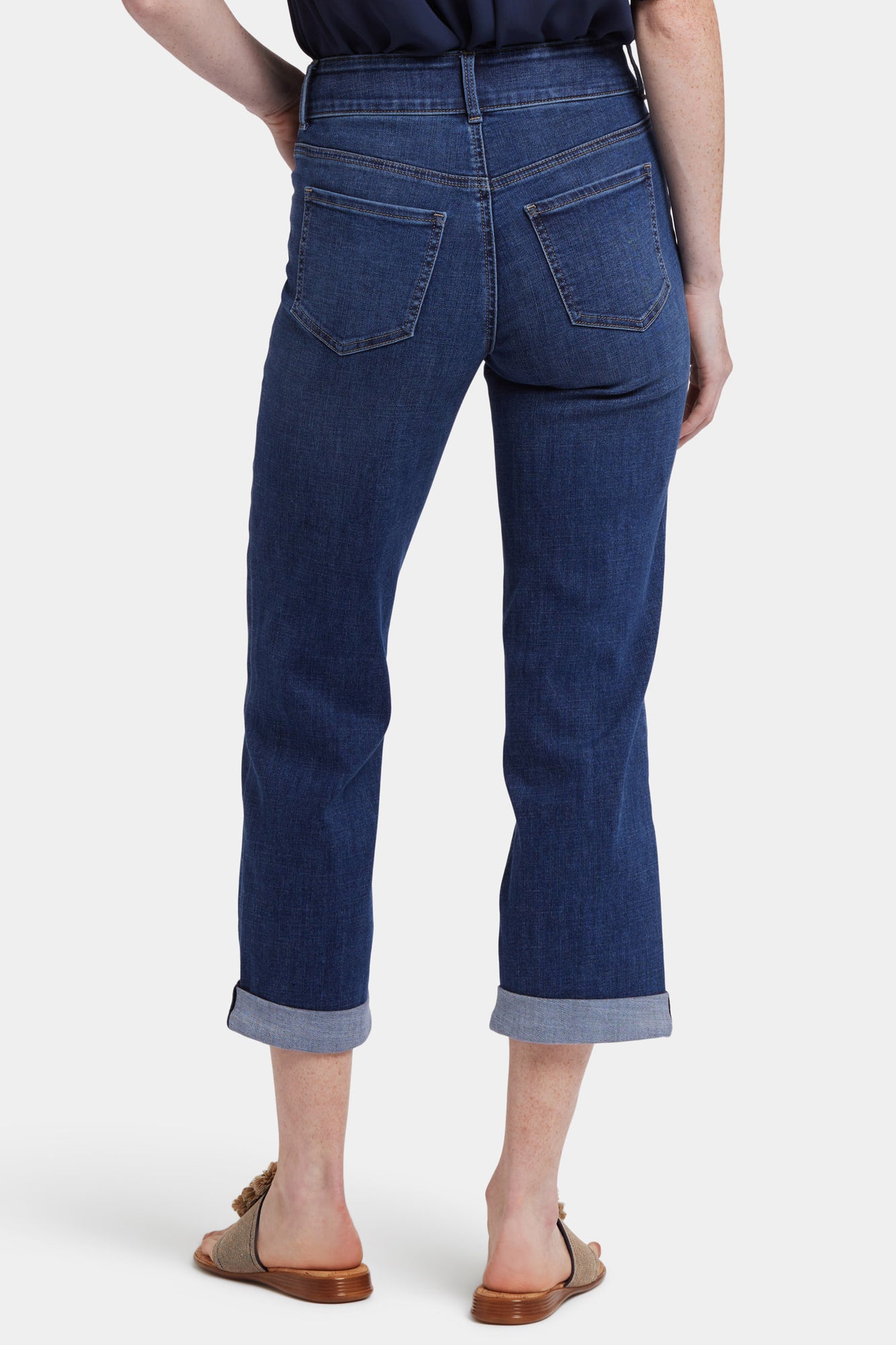 NYDJ Bailey Relaxed Straight Crop Jeans With High Rise And Roll Cuffs - Asturia Shore