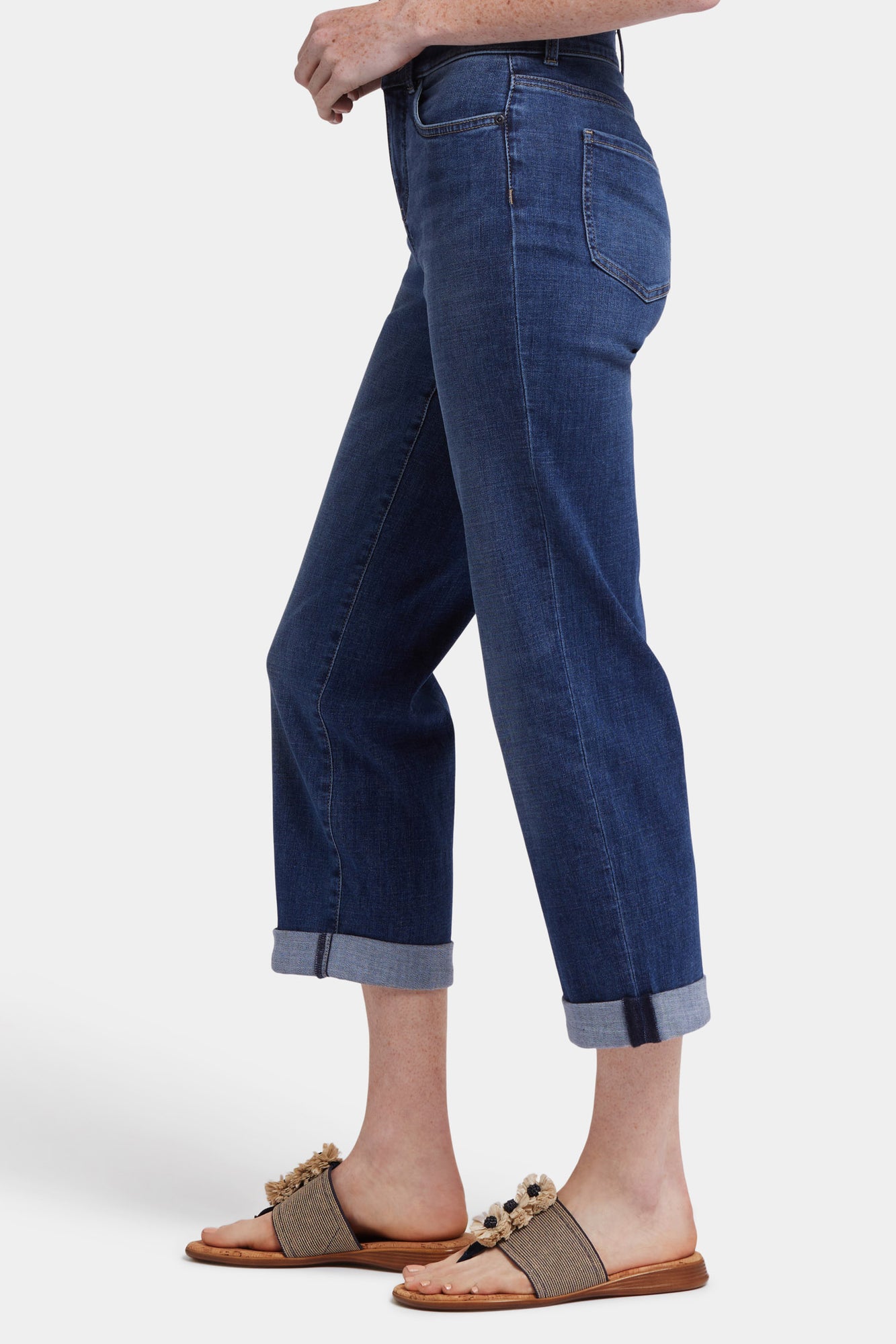 NYDJ Bailey Relaxed Straight Crop Jeans With High Rise And Roll Cuffs - Asturia Shore