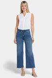 NYDJ Teresa Wide Leg Ankle Jeans With High Rise And Frayed Hems - Mission Blue