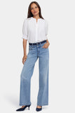 NYDJ Teresa Wide Leg Jeans With High Rise And Contrast Double Waistband - Santiago Sea