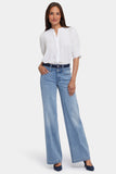 NYDJ Teresa Wide Leg Jeans With High Rise And Contrast Double Waistband - Santiago Sea