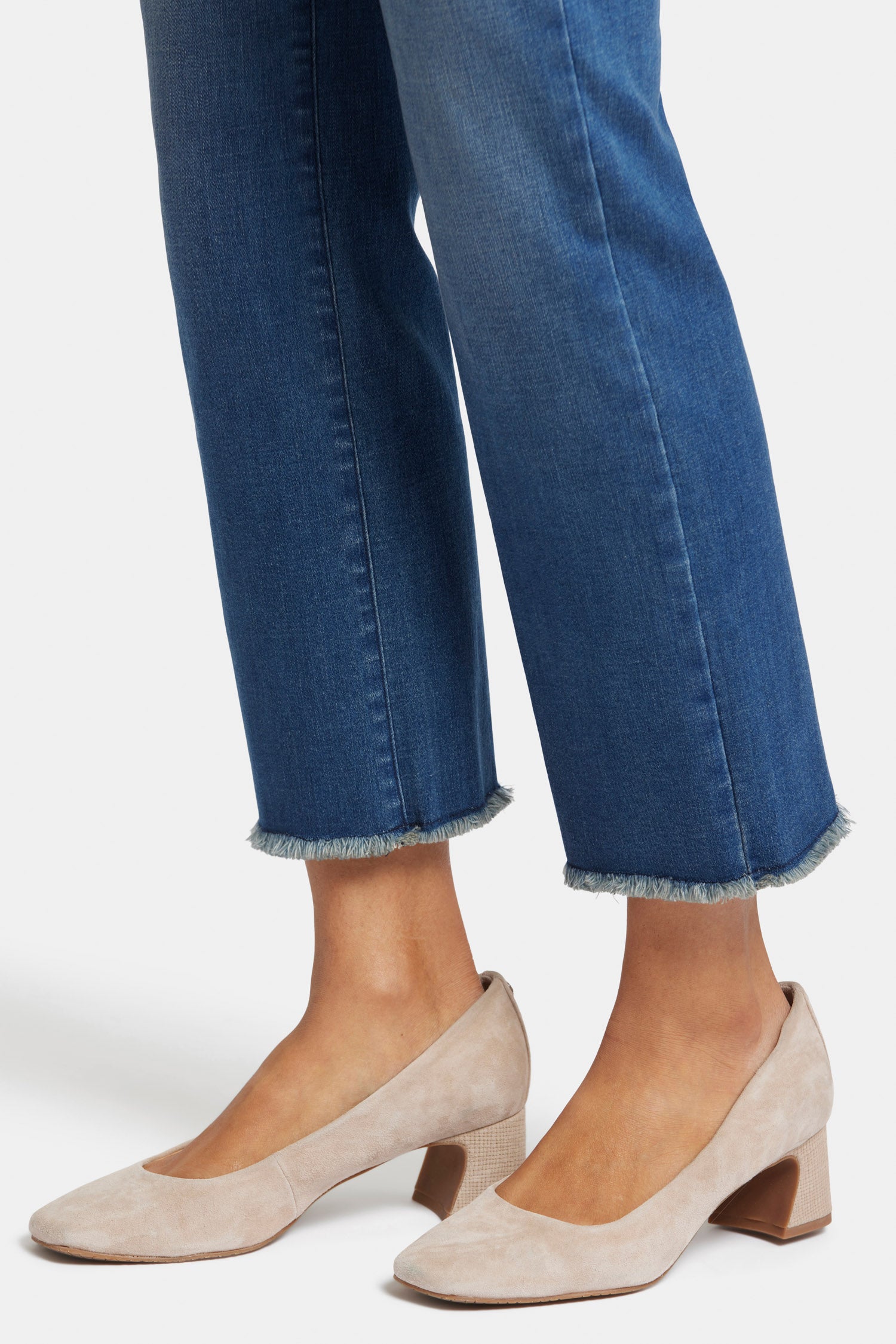 Marilyn Straight Ankle Jeans With Frayed Hems - Blue Ridge