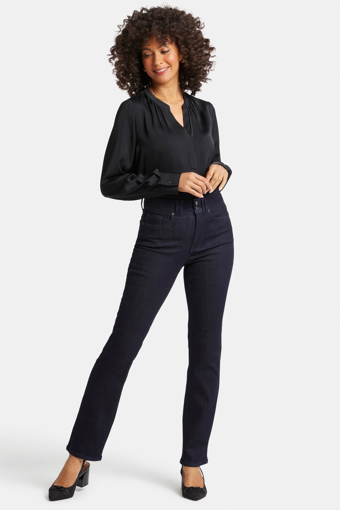 NYDJ Marilyn Straight Jeans With High Rise And Wide Waistband - Magical