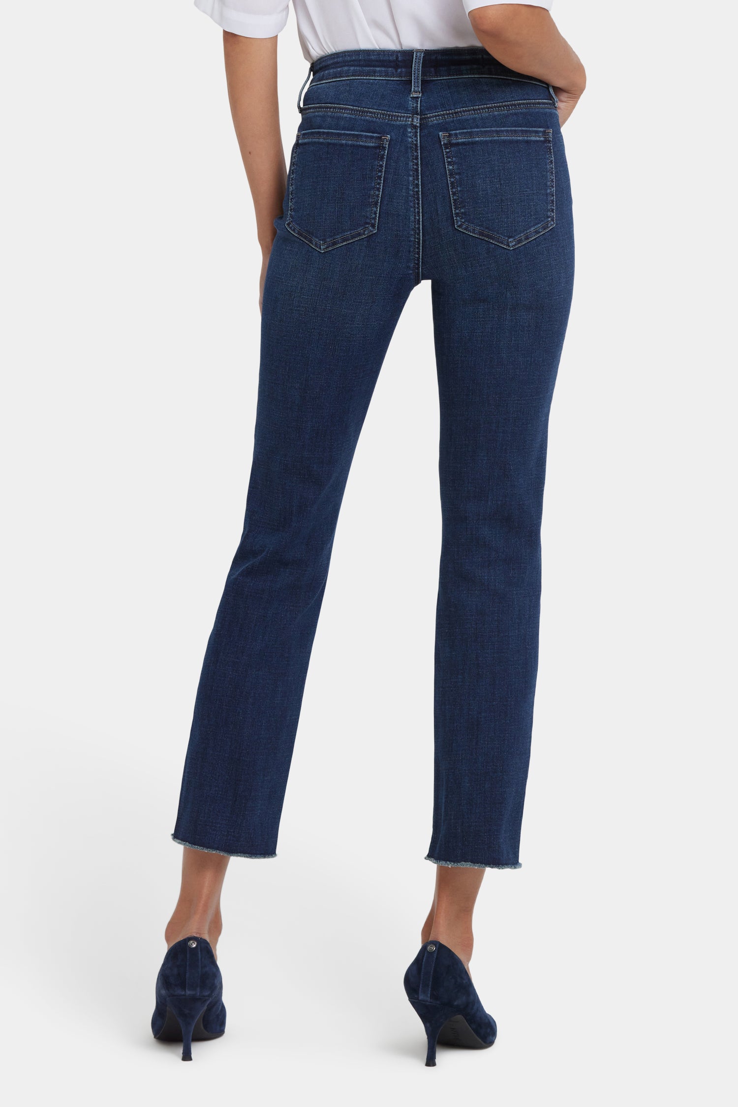 NYDJ Sheri Slim Ankle Jeans With Frayed Hems - Louvre Sapphire
