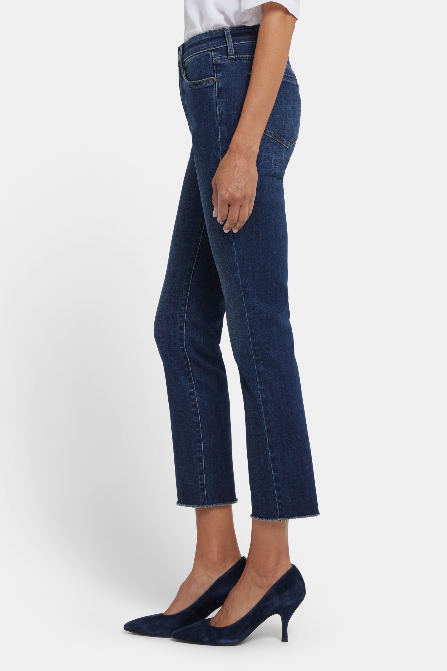 NYDJ Sheri Slim Ankle Jeans With Frayed Hems - Louvre Sapphire