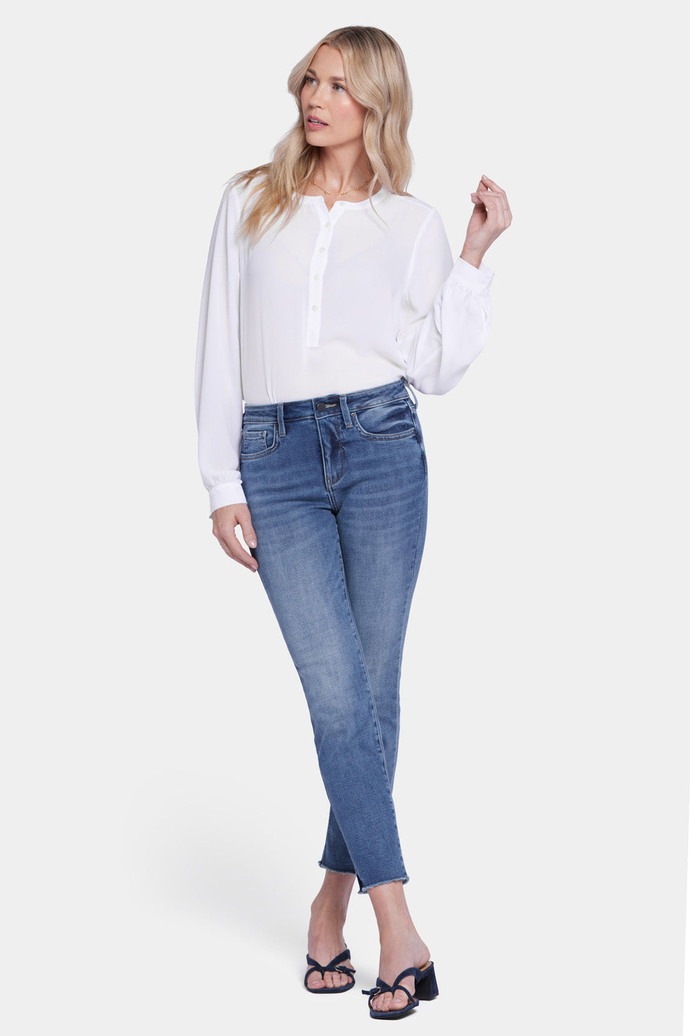 NYDJ Sheri Slim Ankle Jeans With Frayed Hems - Rockie