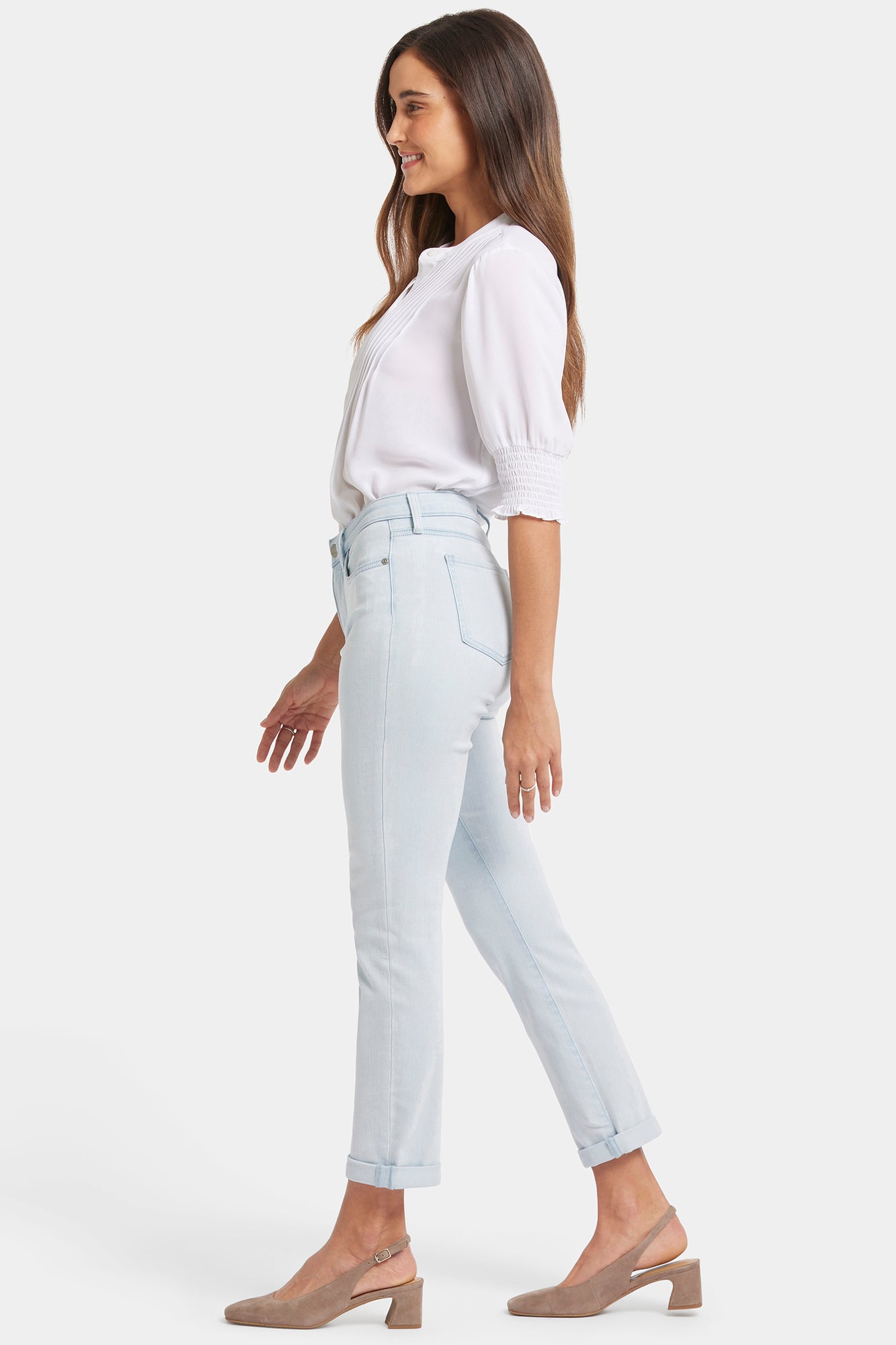 NYDJ Sheri Slim Ankle Jeans With Roll Cuffs - Glacier Frost