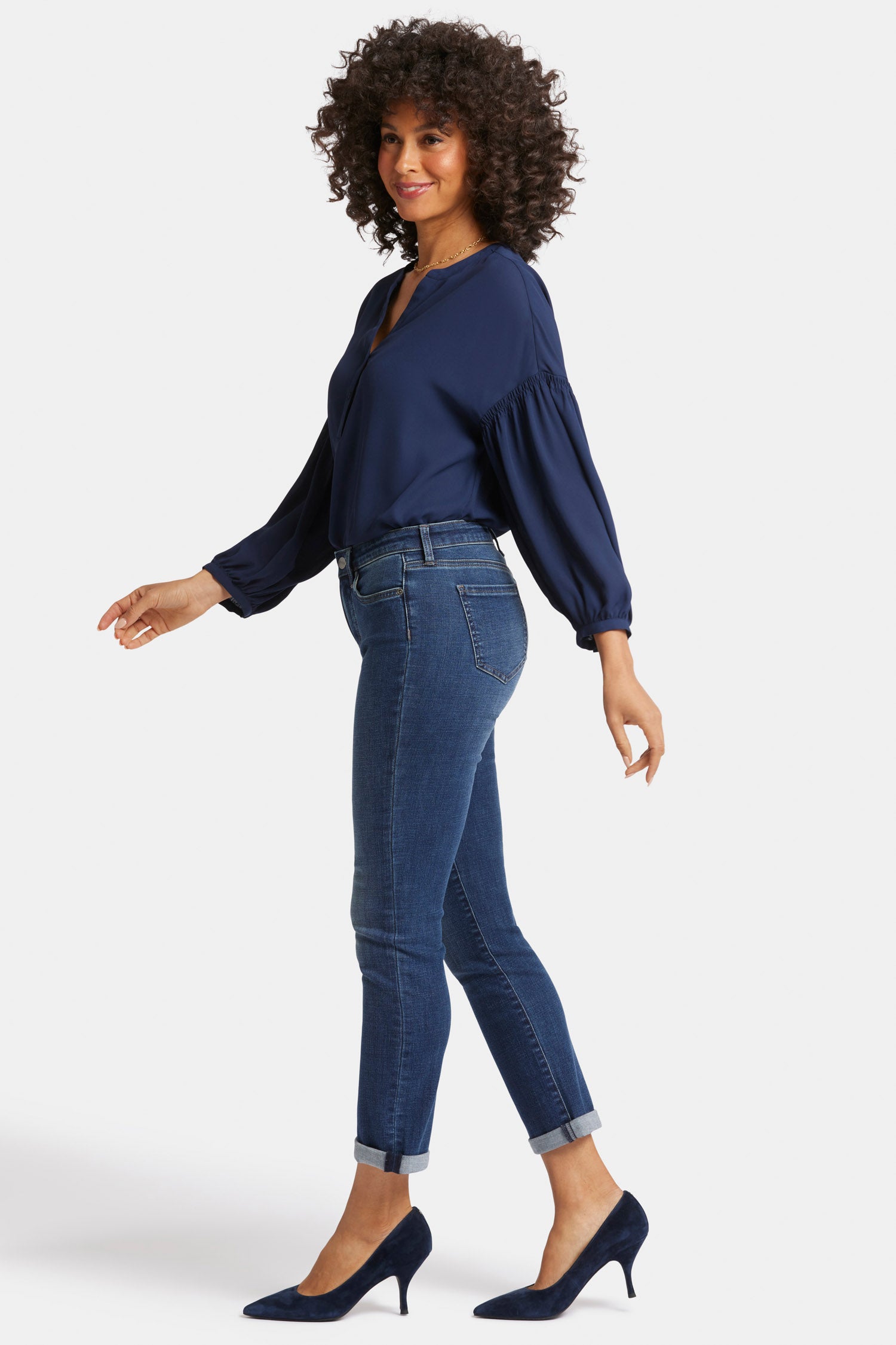 Sheri Slim Ankle Jeans With Roll Cuffs - Wellspring Blue | NYDJ
