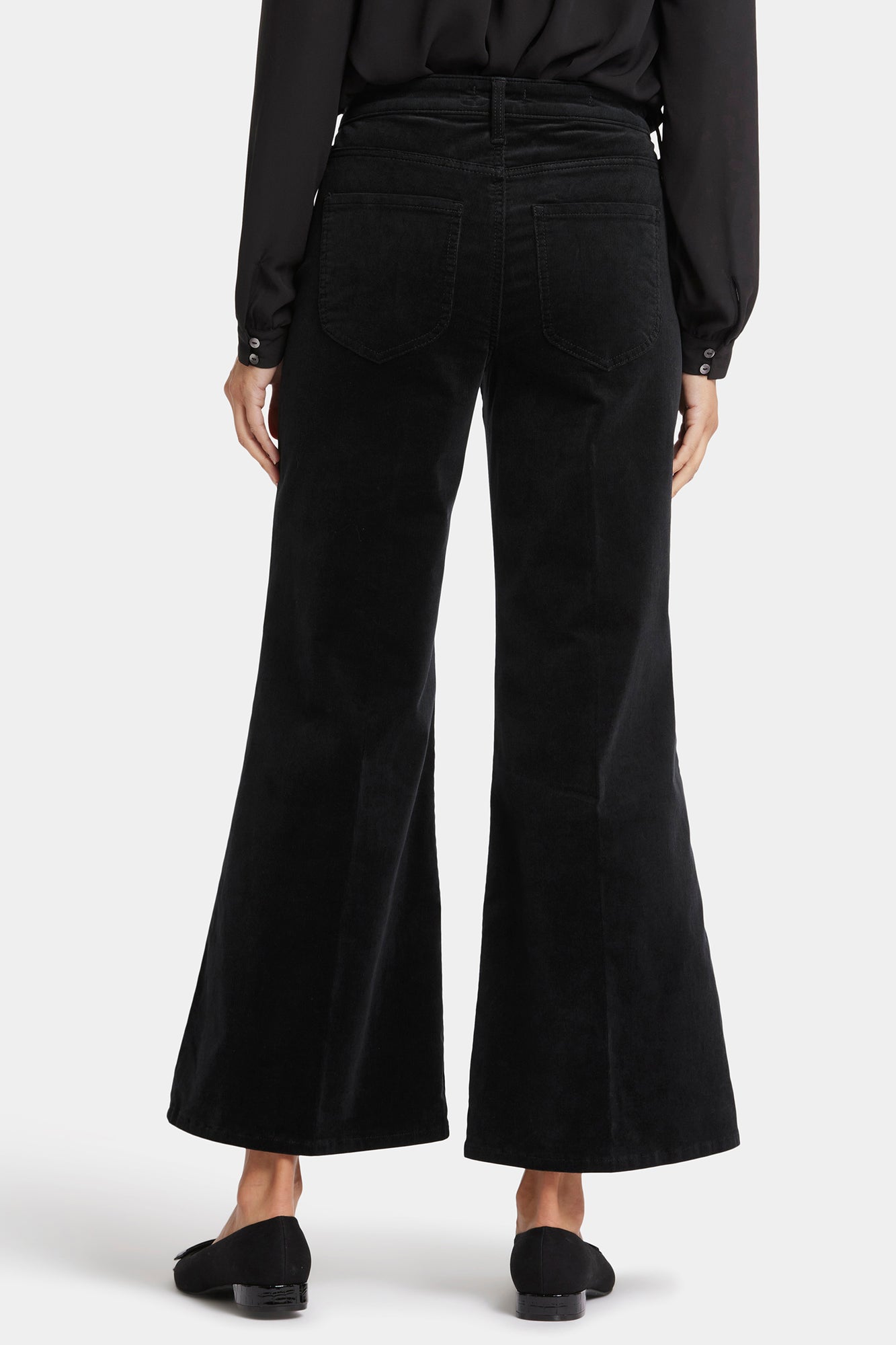 Mia Palazzo Ankle Pants In Fine Wale Corduroy With High Rise - Black ...