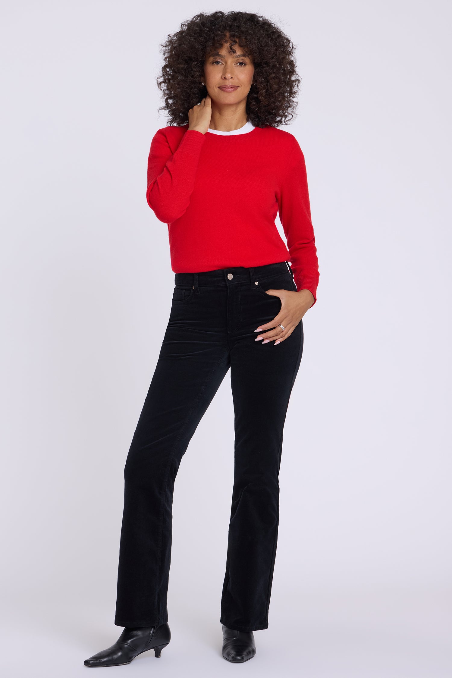 NYDJ Brooklyn Bootcut Pants In Fine Wale Stretch Corduroy - Black