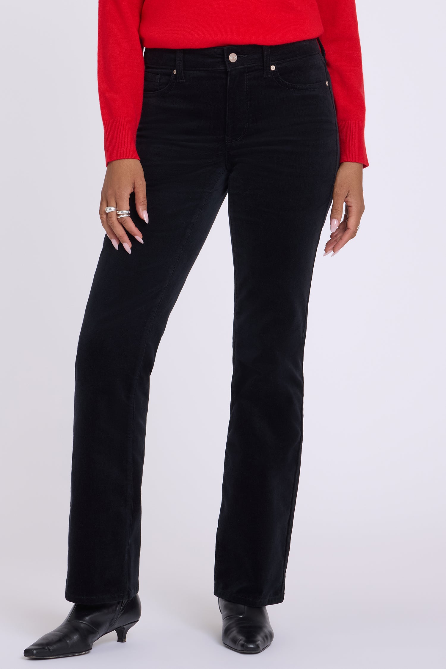 NYDJ Brooklyn Bootcut Pants In Fine Wale Stretch Corduroy - Black