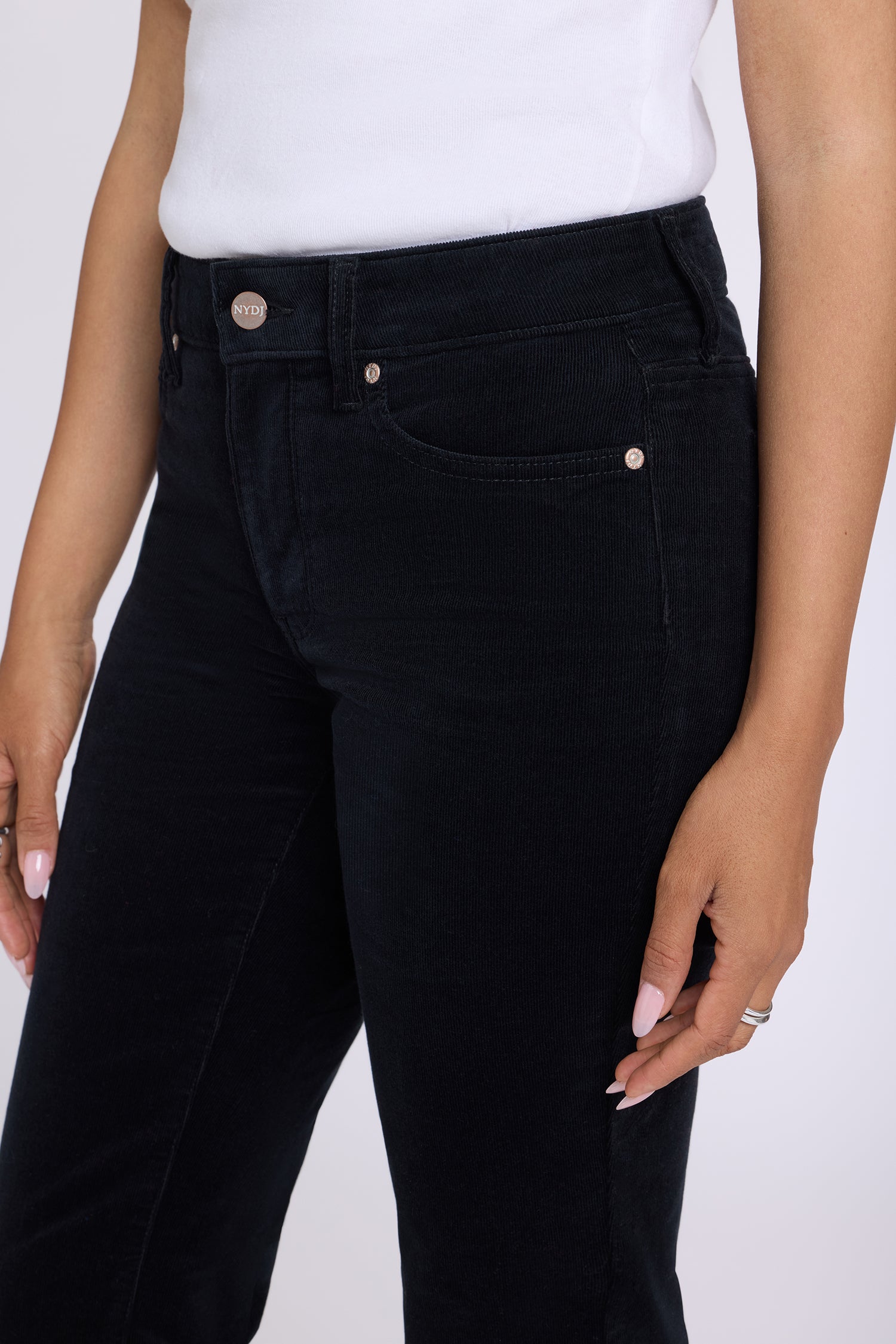 NYDJ Brooklyn Bootcut Pants In Fine Wale Stretch Corduroy - Black