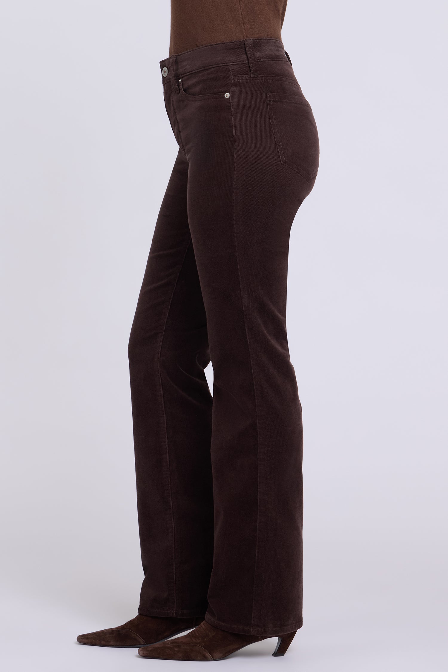NYDJ Brooklyn Bootcut Pants In Fine Wale Stretch Corduroy - Bitter Chocolate
