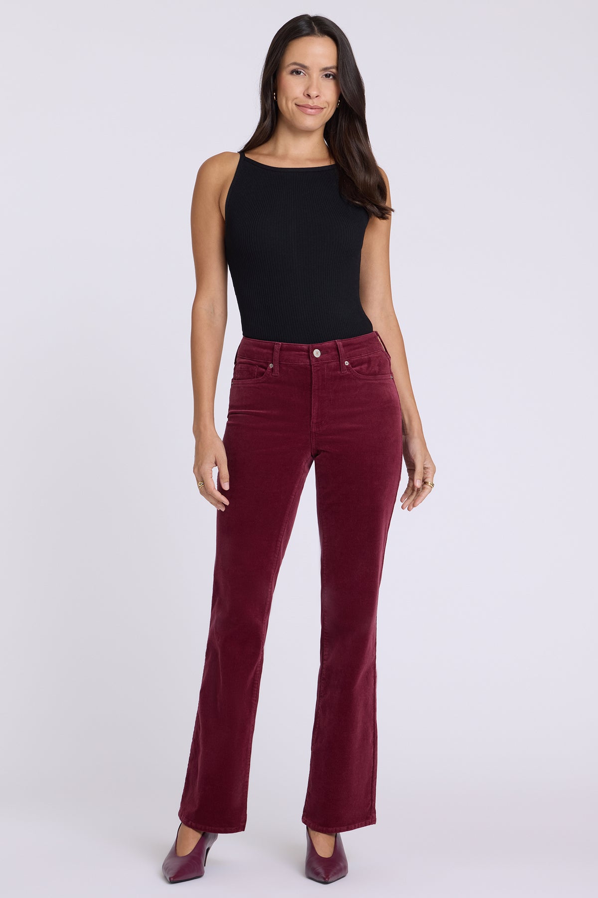 NYDJ Brooklyn Bootcut Pants In Fine Wale Stretch Corduroy - Sienna Red
