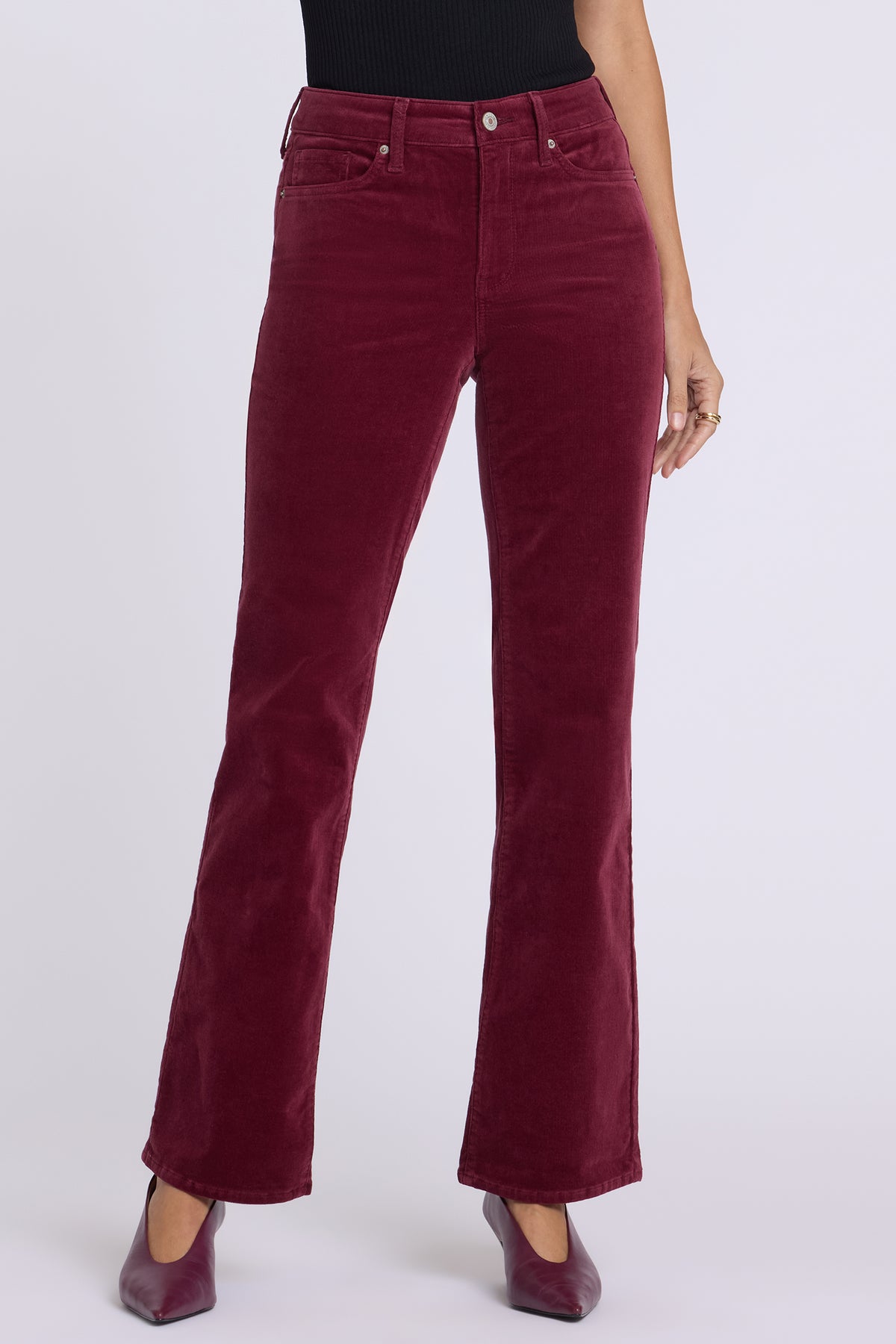 NYDJ Brooklyn Bootcut Pants In Fine Wale Stretch Corduroy - Sienna Red