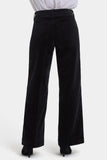 NYDJ Teresa Wide Leg Pants In Fine Wale Stretch Corduroy With 1 1/2" Hems And 31" Inseam - Black
