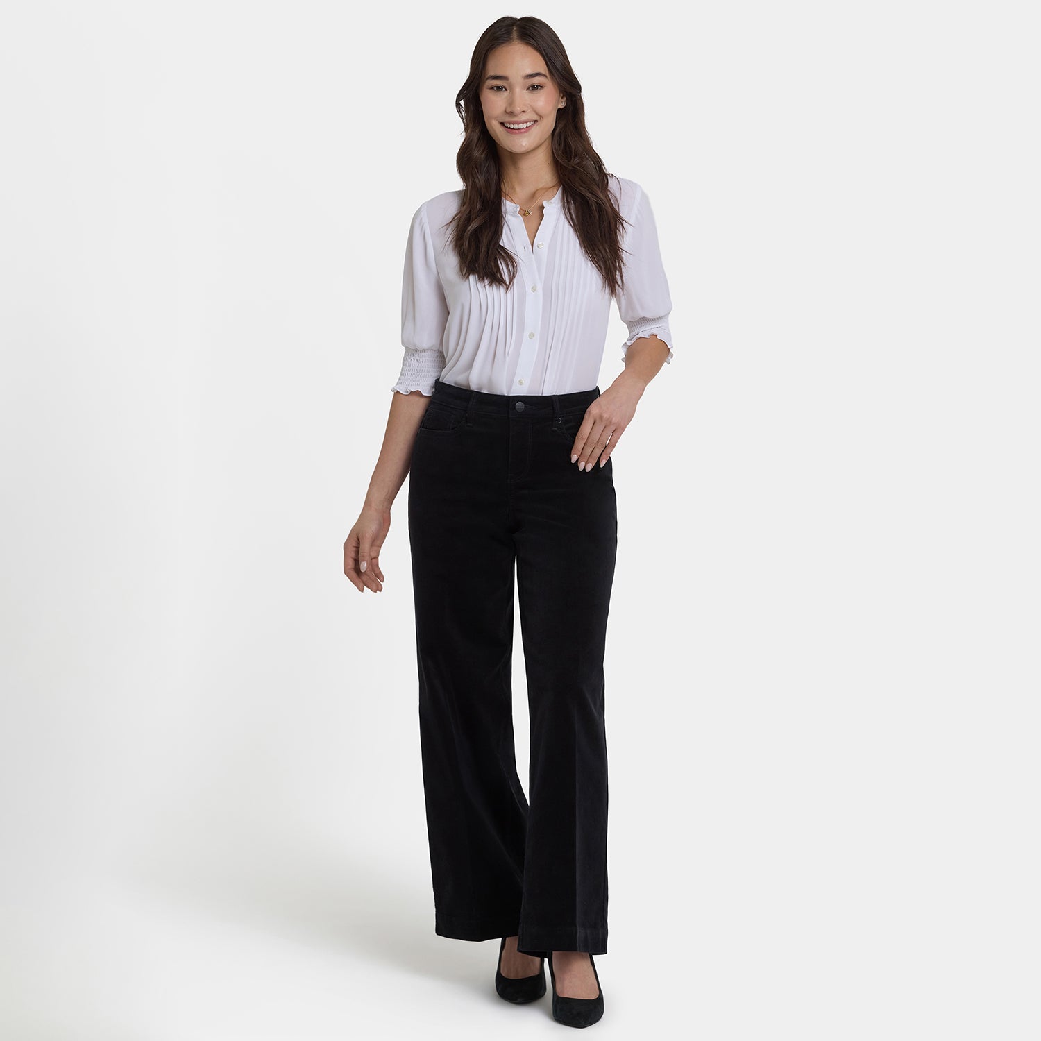 Teresa Wide Leg Pants In Fine Wale Stretch Corduroy With 1 1/2