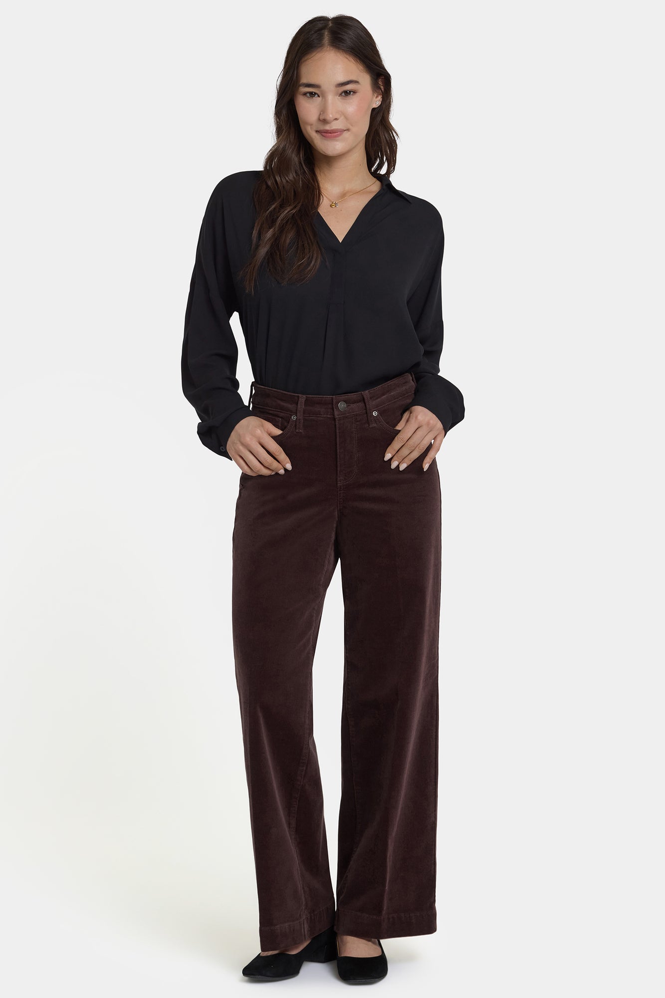 NYDJ Teresa Wide Leg Pants In Fine Wale Stretch Corduroy With 1 1/2