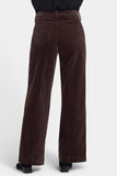 NYDJ Teresa Wide Leg Pants In Fine Wale Stretch Corduroy With 1 1/2" Hems And 31" Inseam - Bitter Chocolate