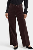 NYDJ Teresa Wide Leg Pants In Fine Wale Stretch Corduroy With 1 1/2" Hems And 31" Inseam - Bitter Chocolate