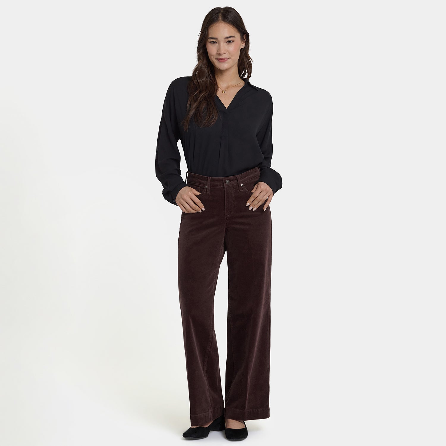 Teresa Wide Leg Pants In Fine Wale Stretch Corduroy With 1 1