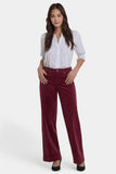 NYDJ Teresa Wide Leg Pants In Fine Wale Stretch Corduroy With 1 1/2" Hems And 31" Inseam - Sienna Red