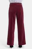 NYDJ Teresa Wide Leg Pants In Fine Wale Stretch Corduroy With 1 1/2" Hems And 31" Inseam - Sienna Red