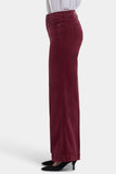 NYDJ Teresa Wide Leg Pants In Fine Wale Stretch Corduroy With 1 1/2" Hems And 31" Inseam - Sienna Red