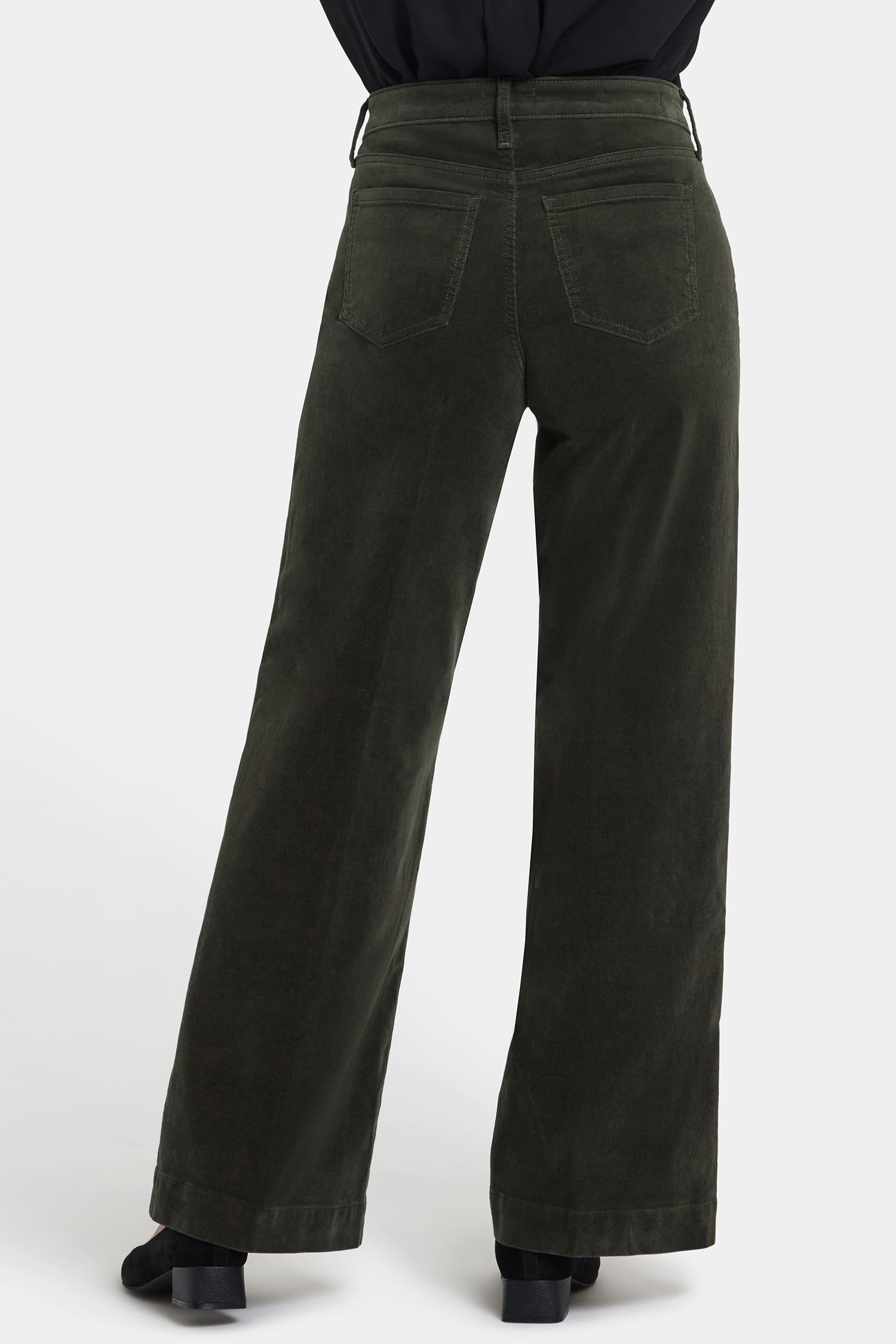 NYDJ Teresa Wide Leg Pants In Fine Wale Stretch Corduroy With 1 1/2" Hems And 31" Inseam - Vine Leaf
