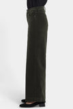 NYDJ Teresa Wide Leg Pants In Fine Wale Stretch Corduroy With 1 1/2" Hems And 31" Inseam - Vine Leaf