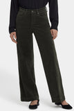 NYDJ Teresa Wide Leg Pants In Fine Wale Stretch Corduroy With 1 1/2" Hems And 31" Inseam - Vine Leaf